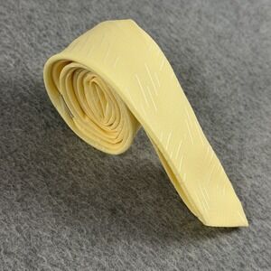 Vintage 80s Chess King Yellow Skinny Tie New Wave Geometric Necktie 53x2"